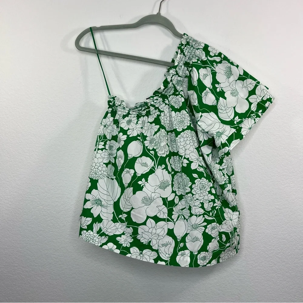J. Crew Smocked one-shoulder top in Kelly floral size‎ Small